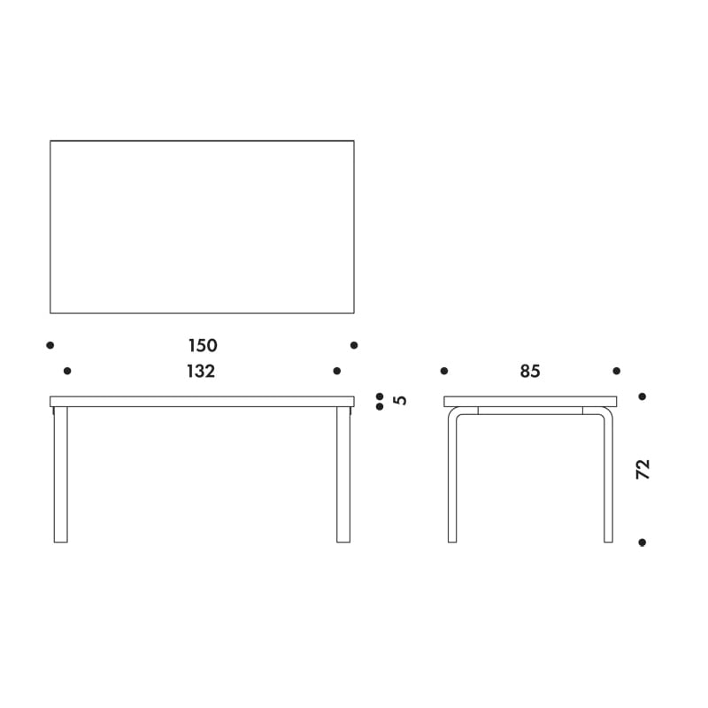 82A テーブル（150×85cm）ナチュラル ラッカー［ アルテック ］ | REAL
