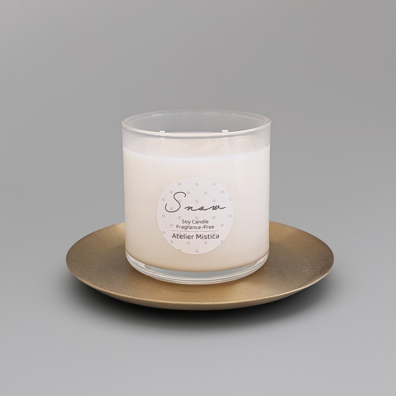 【無香料】Atelier Mistica  Soy Candle  Fragrance Free「Snow」 ／穏やかな時間を照らす灯り／ギフトにもおすすめ／手作りソイキャンドル