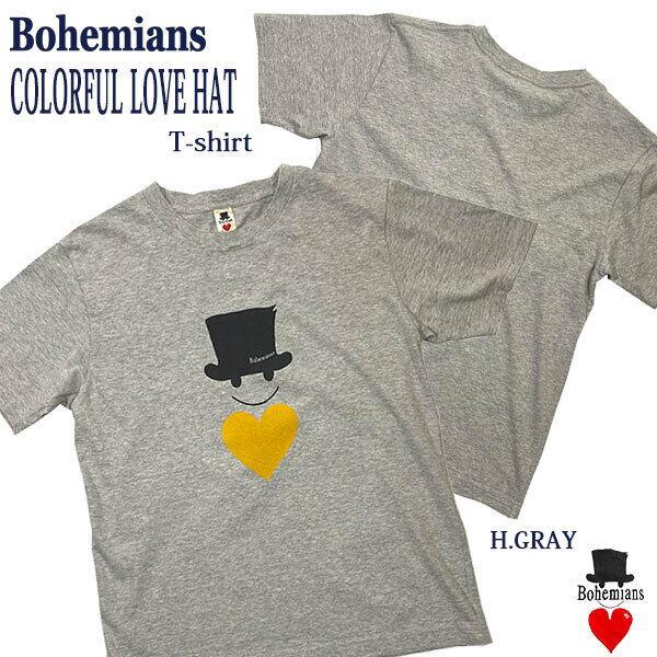 COLORFUL LOVE HAT PRINT SHORT SLEEVES T-SHIRTS Mサイズ H-GREY カラフルラブハットプリント半袖Tシャツ M グレー BOHEMIANS ボヘミアンズ 日本製