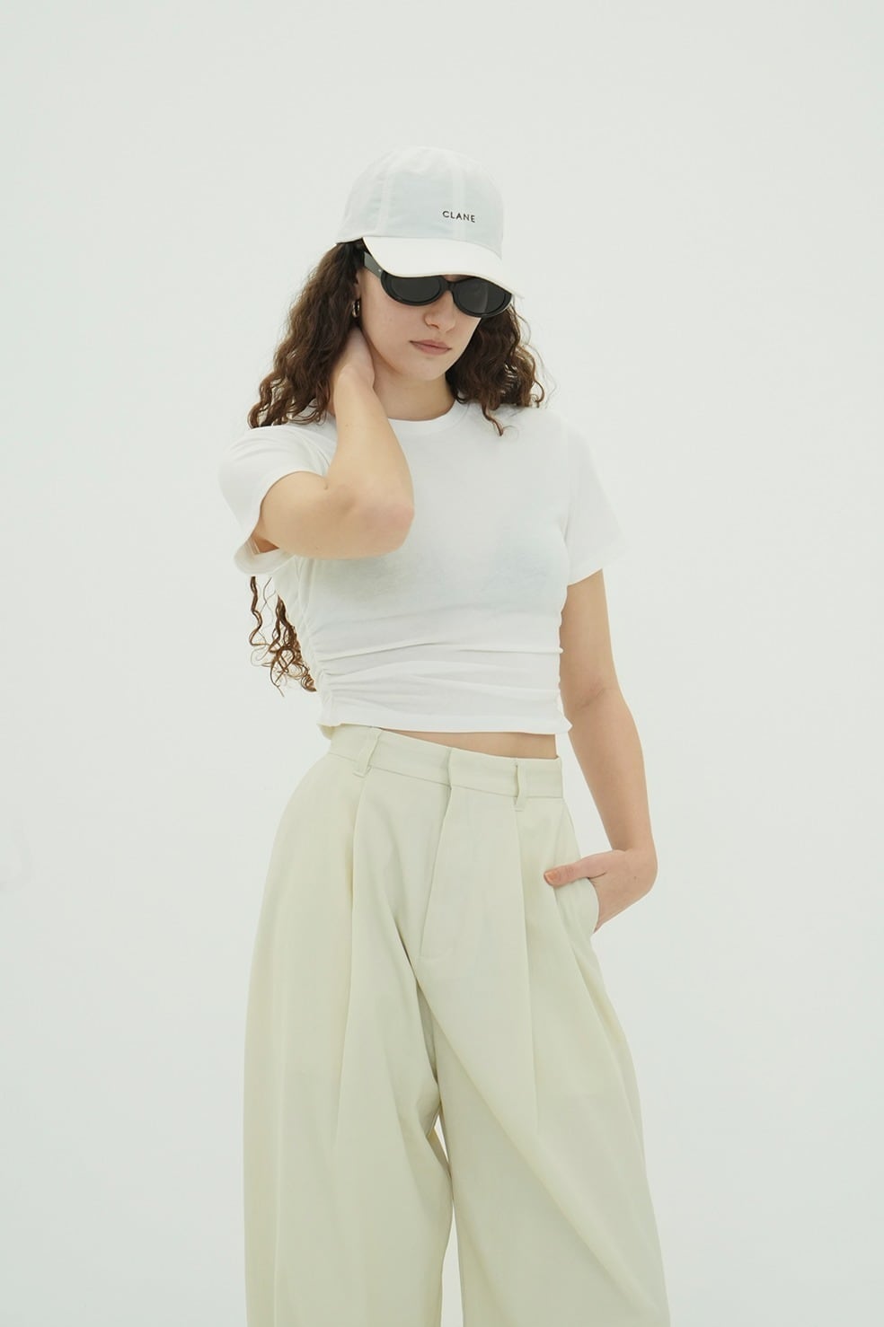 CLANE SHIRRED HEM COMPACT TOPS | FLICKA ASHIYA