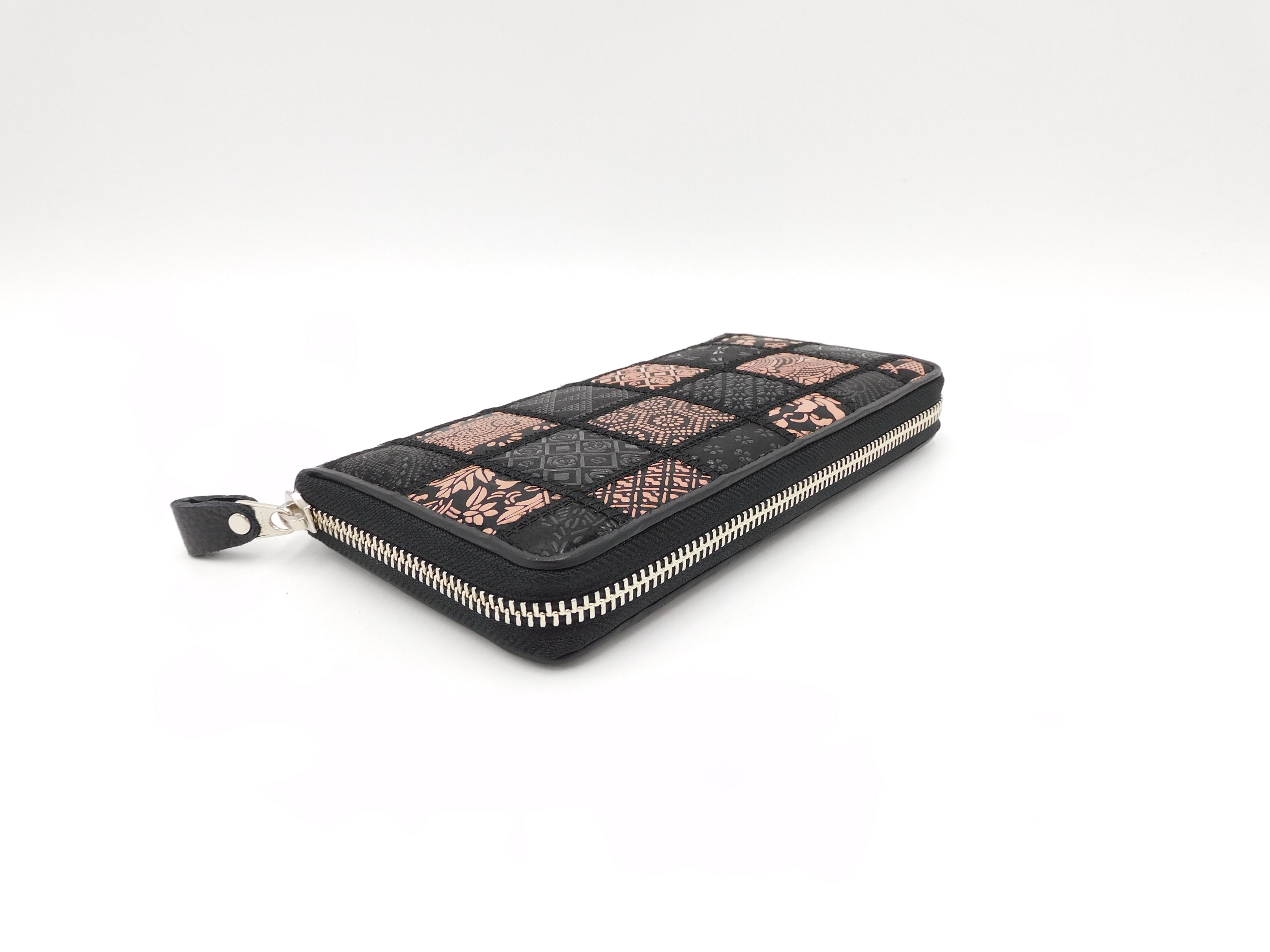 美品✨ 印傳屋 インデンヤ 前川印傳 長財布 ラウンドファスナー パッチワーク パッチワーク印傳 ラウンド長財布 ブラック | 浅草前川印傳