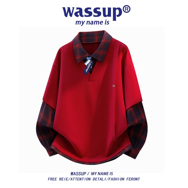 【WSシリーズ】★POLOシャツ★ ユニセックス 4color トップス 長袖 切り替え チェック柄