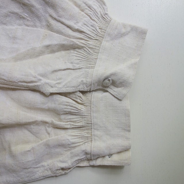 【MADE IN FRANCE】【DEADSTOCK】PAYSAN リネンロングスリーブシャツスモック "BLOUSE PAYSANNE D'ANTAN"