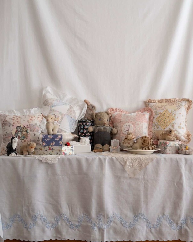 すやぁ。/ vintage cushion (pink)