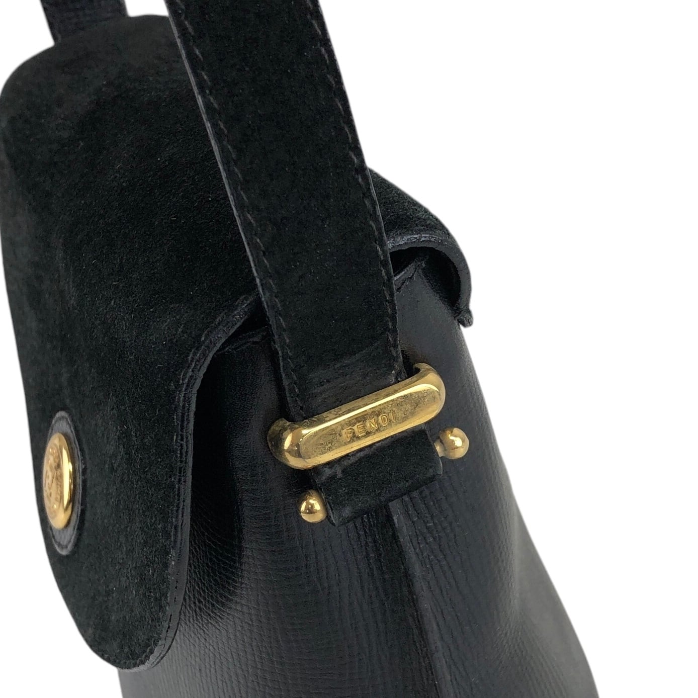 FENDI フェンディ ショルダーバッグ ブラック レザー スエード FENDI フェンディ ショルダーバッグ ブラック レザー スエード