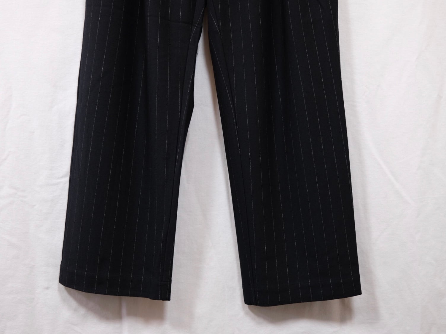 KANEMASA PHIL” 36G Wool Stripe Easy Trousers Black Stripe” | Lapel