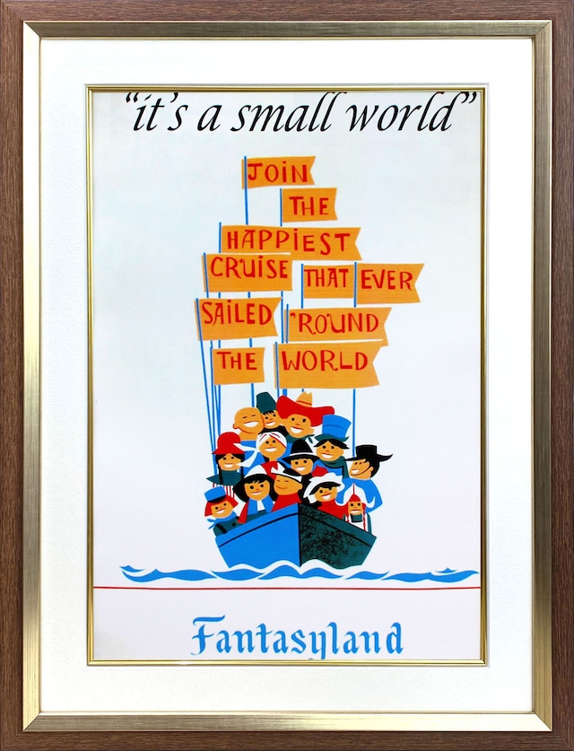 ディズニー テーマパーク「ファンタジーランド/イッツ・ア・スモール・ワールド」展示用フック付ポスター