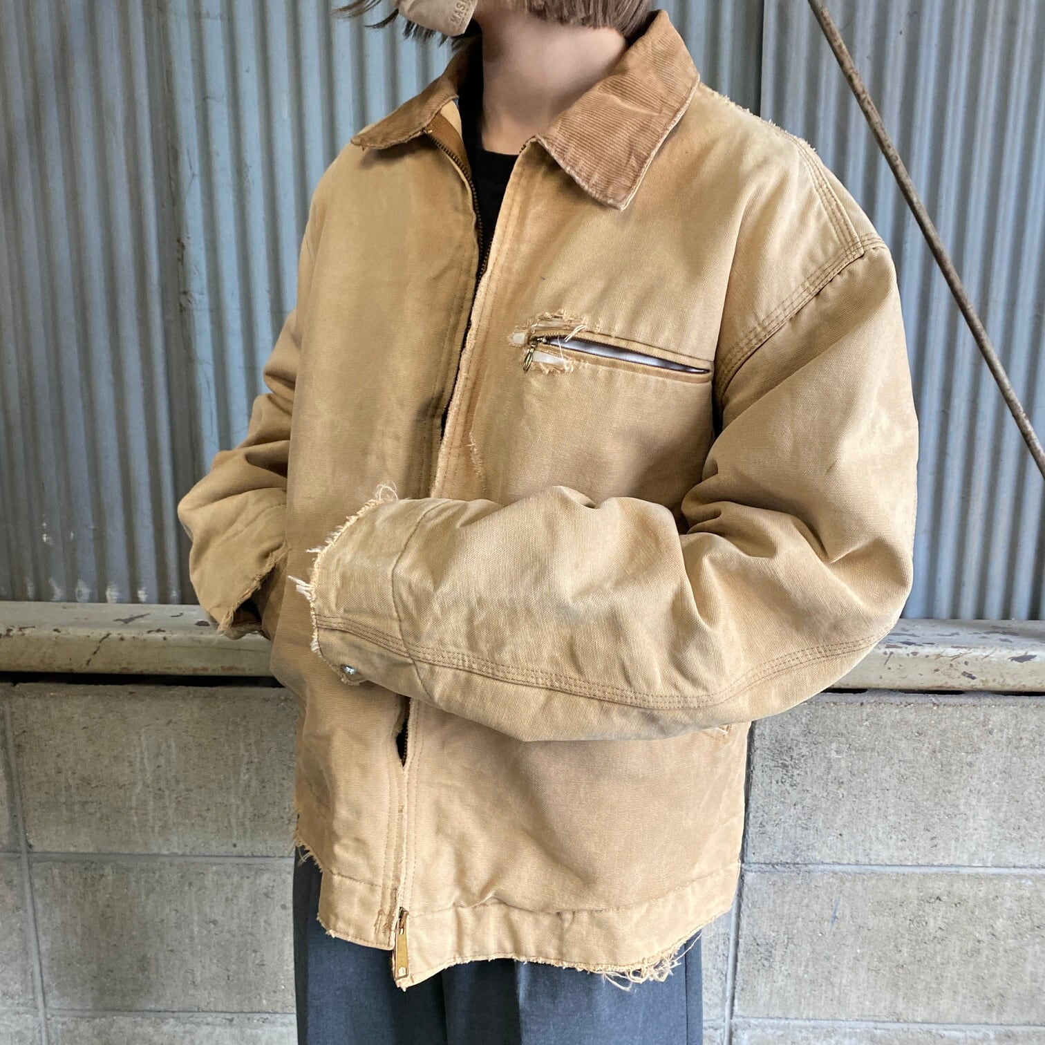 100周年モデル 80年代 Carhartt カーハート デトロイトジャケット メンズL相当 古着 80s ヴィンテージ ビンテージ  ブランケットライナー コーデュロイ襟 ダック地 ワークジャケット【ワークジャケット】 | cave 古着屋【公式】古着通販サイト