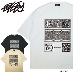 【eye-cut2303】EYEDY アイディー GOTHIC ショートスリーブTシャツ 大きいサイズ WHTIE BEIGE BLACK ホワイト ベージュ ブラック ビッグシルエット