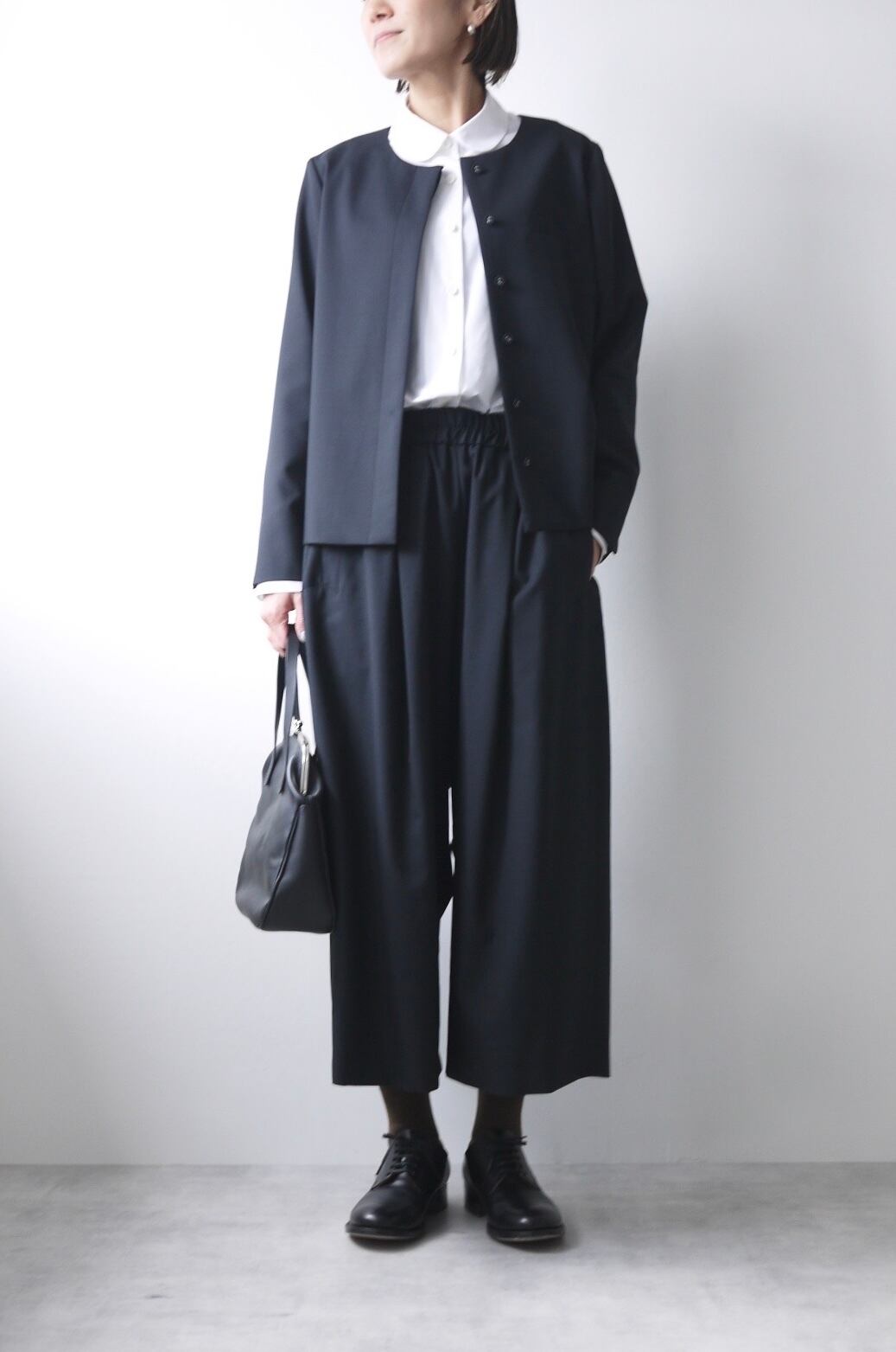 atelier naruse フォーマル セットアップ ノーカラージャケット / black | t a - n a powered by BASE