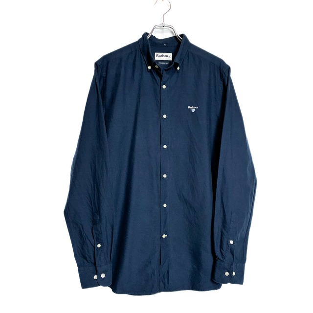 希少 良品 BARBOUR バブアー 刺繍入り 長袖シャツ L ボーダー ビデイル ビューフォート