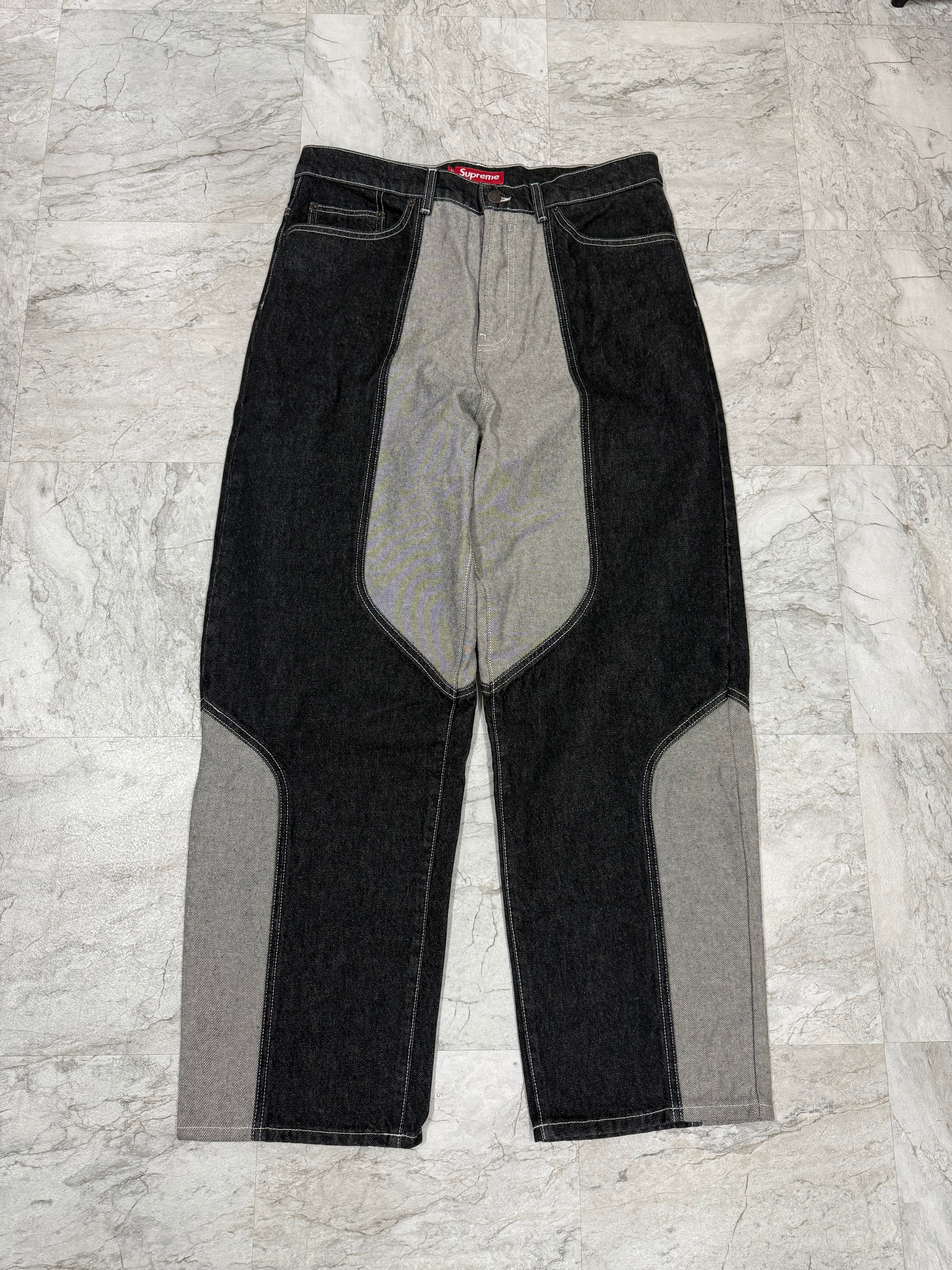 Supreme 2-Tone Paneled Baggy Jean
