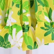 フラダンス 衣装 ALOHA STANDARDS アロハスタンダード ワンピース ドレス イエロー系 日本製 ホルターネック リボン ティアレ柄 かわいい 華やか 鮮やか 明るい 爽やか 黄 緑 白 ハワイアン アロハ ハワイアンプリント フラ レッスン 練習