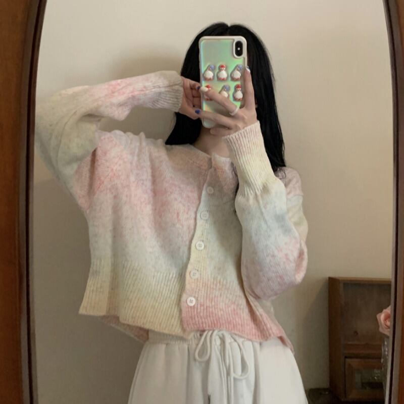 ニットカーディガンセーター オータムトップス ロング 秋物 ハンチェンe81514113824