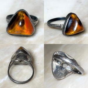 vintage silver natural stone ring