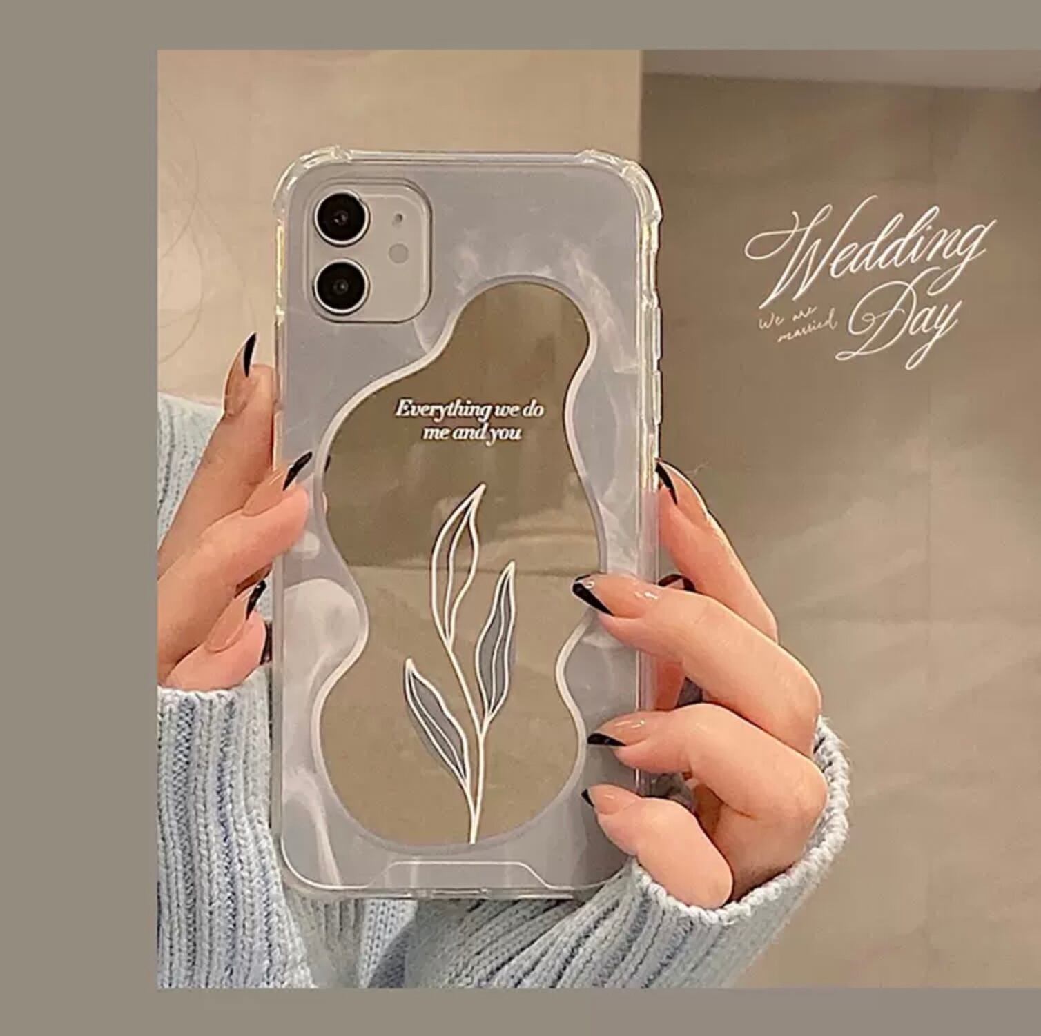 韓国っぽ ボタニカル Iphoneケース シンプル スマート ミラー 鏡 スマホ スマホカバー アイフォンカバー ナチュラル カジュアル Lamitte Deco トレンド 韓国ファッション ショップ Base店