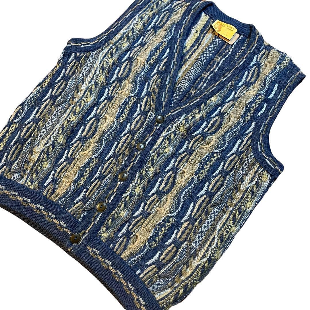 3Dニット Knit vintage ベストカーディガン 古着2047 | 古着屋TOITOI 3Dニット Knit vintage ベストカーディガン 古着2047 | 古着屋TOITOI