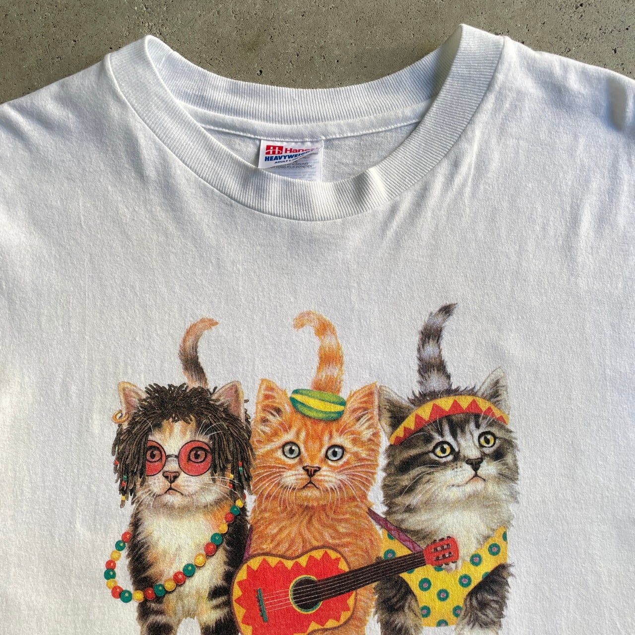 90年代 WILD SIDE 猫 レゲエ アート アニマル プリントTシャツ メンズL 