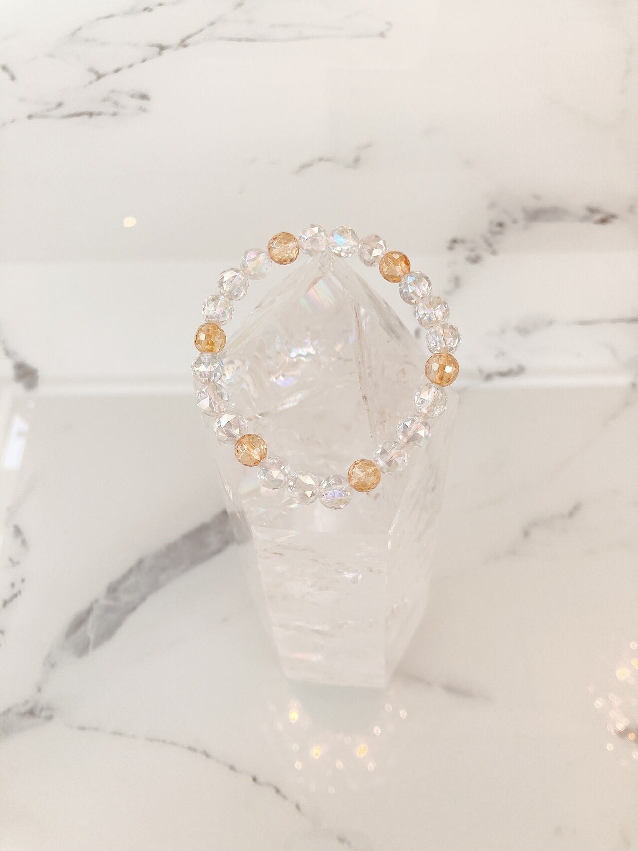 レインボーオーラ・ゴールデンオーラクオーツ 16cm =願望成就、潜在能力開花、繁栄、金運= 46-1-1