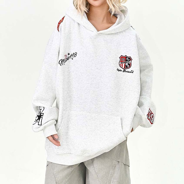 エンブレムスポーツフーディトップス 3col R01509