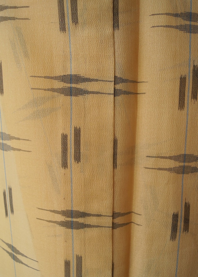 【夏・紬】飴色　縦横絣柄　本場琉球絣