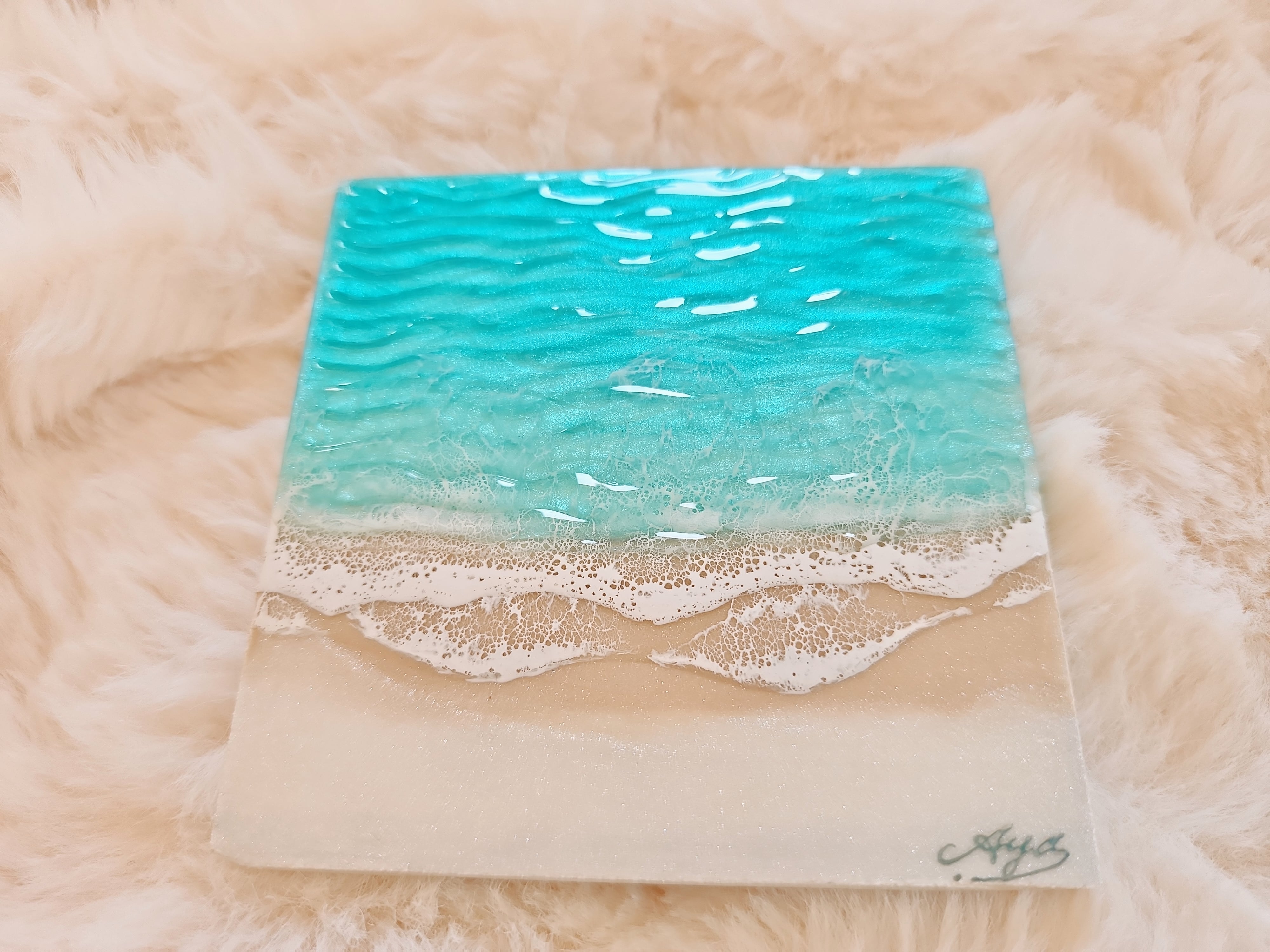 460.オーシャンレジンアート 波紋アート10㎝サイズ イーゼル付き