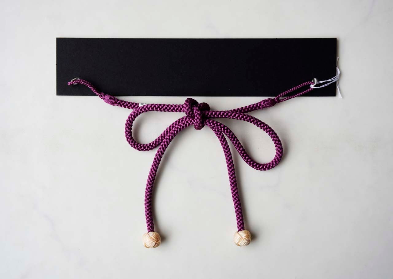 【羽織紐】暗紅色 ×肌色 小田巻付 No.260402③