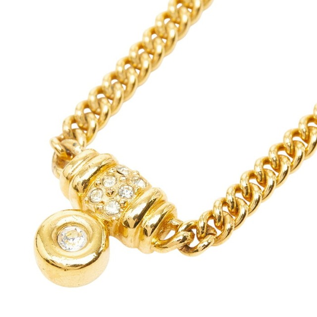 ディオール ペンダント チェーンネックレス ゴールド メッキ ラインストーン レディース Dior 【中古】