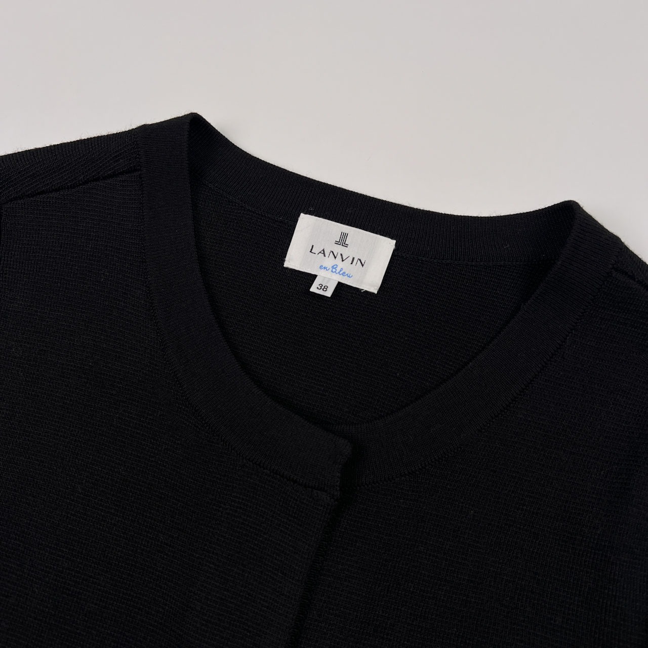 LANVIN en Bleu ランバン オン ブルー リボン付き ハイゲージ ニット カーディガン サイズ 38 /レリアン/ブラック/レディース