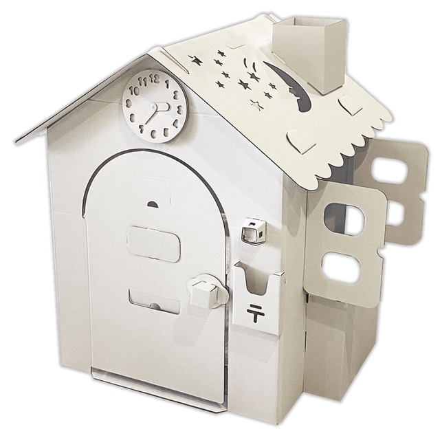 ダンボールハウス オンリーハウス 白【0140-080】段ボール プレイハウス プレイテント 秘密基地 子供 キッズ 工作 誕生日 プレゼント 2歳 3歳