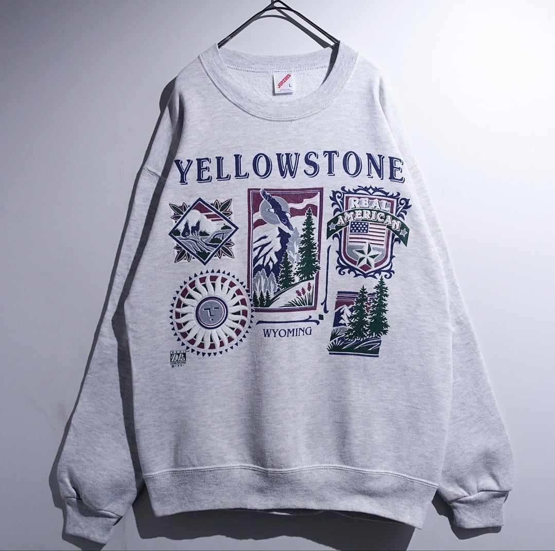 90s "JERZEES" Gray Various Landscape Print Design Sweat