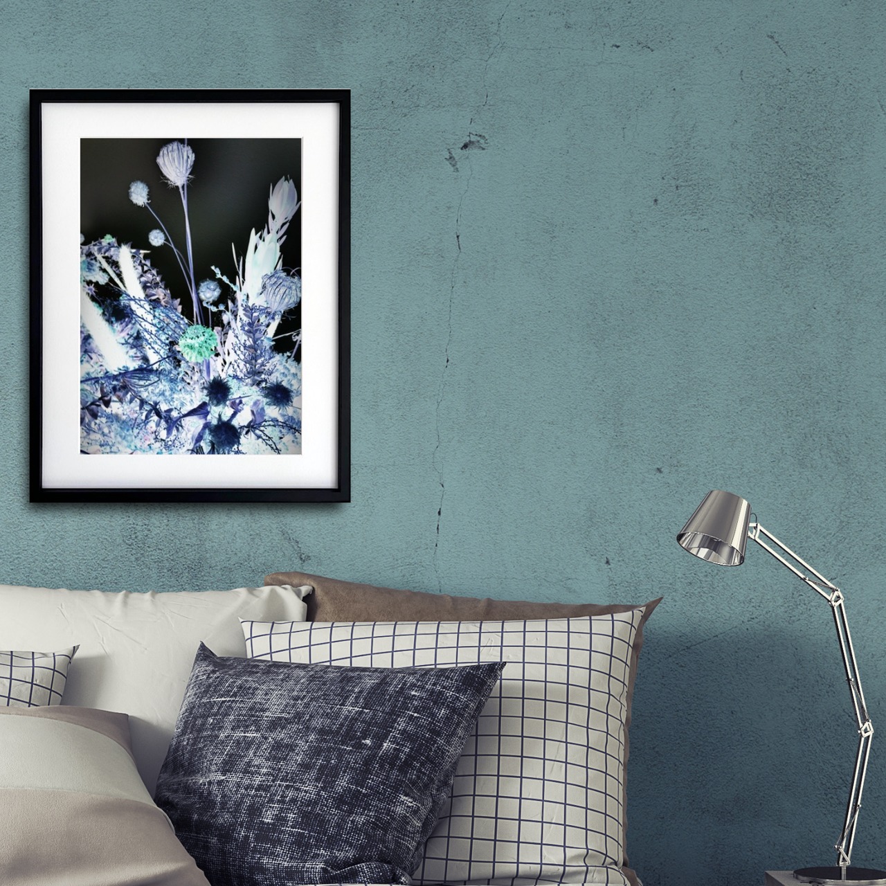 ルミナス・ボタニカル｜闇に浮かぶ幻想的な植物アートポスター｜静寂と光が調和するモダン空間を彩る上質インテリアデザインA3ポスター