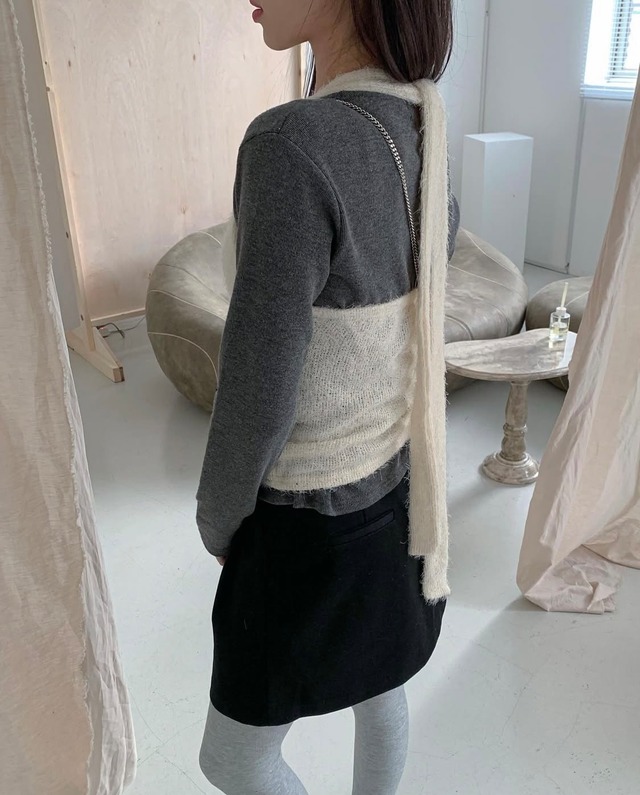 halter neck shaggy knit bustier