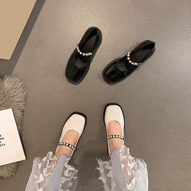 サマーパールスタイルスタンダード 靴 シューズ レトロ 夏物 真珠 フェイクシューズ56108794855