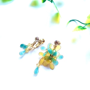 温度で色が変わる？！〜菜の花〜イヤリング＆ピアス　ディップフラワー