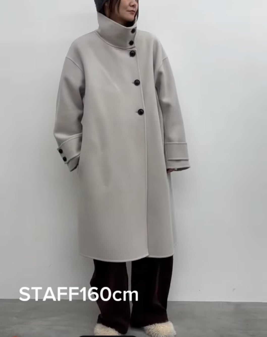 CLOCHE(クロッシェ)】PECOLAMBウールスタンドカラーコート［552-84521