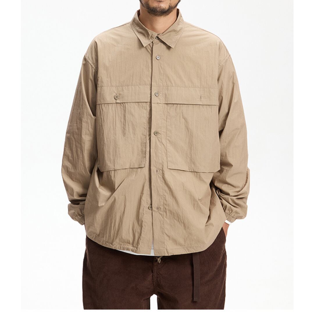 ロング丈オーバーサイズフラップポケットシャツA18071