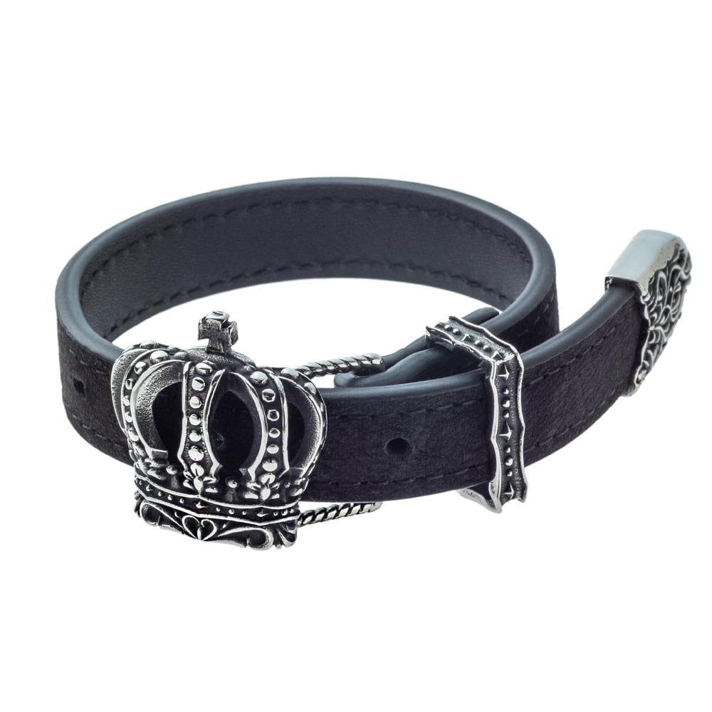 クラウンレザーブレスレット AKB0030 Crown leather bracelet jewelry