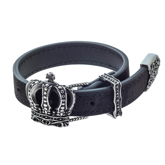 クラウンレザーブレスレット　AKB0030　Crown leather bracelet  jewelry