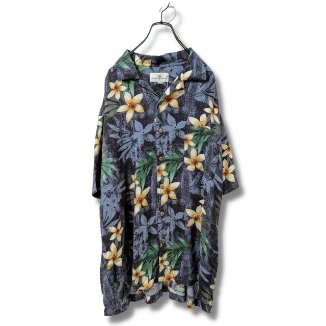 【SALE】Island Shores　古着　シャツ　アロハシャツ　ブラック　BS64