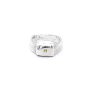 "wave series" square plump ring with color stone - silver