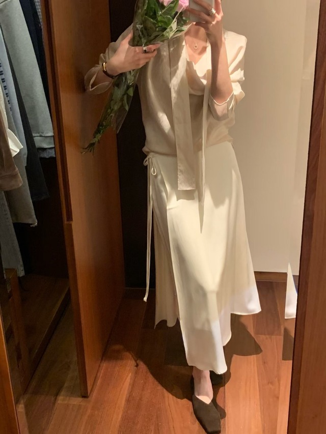 (予約) signature / Kitchen tie blouse 2color