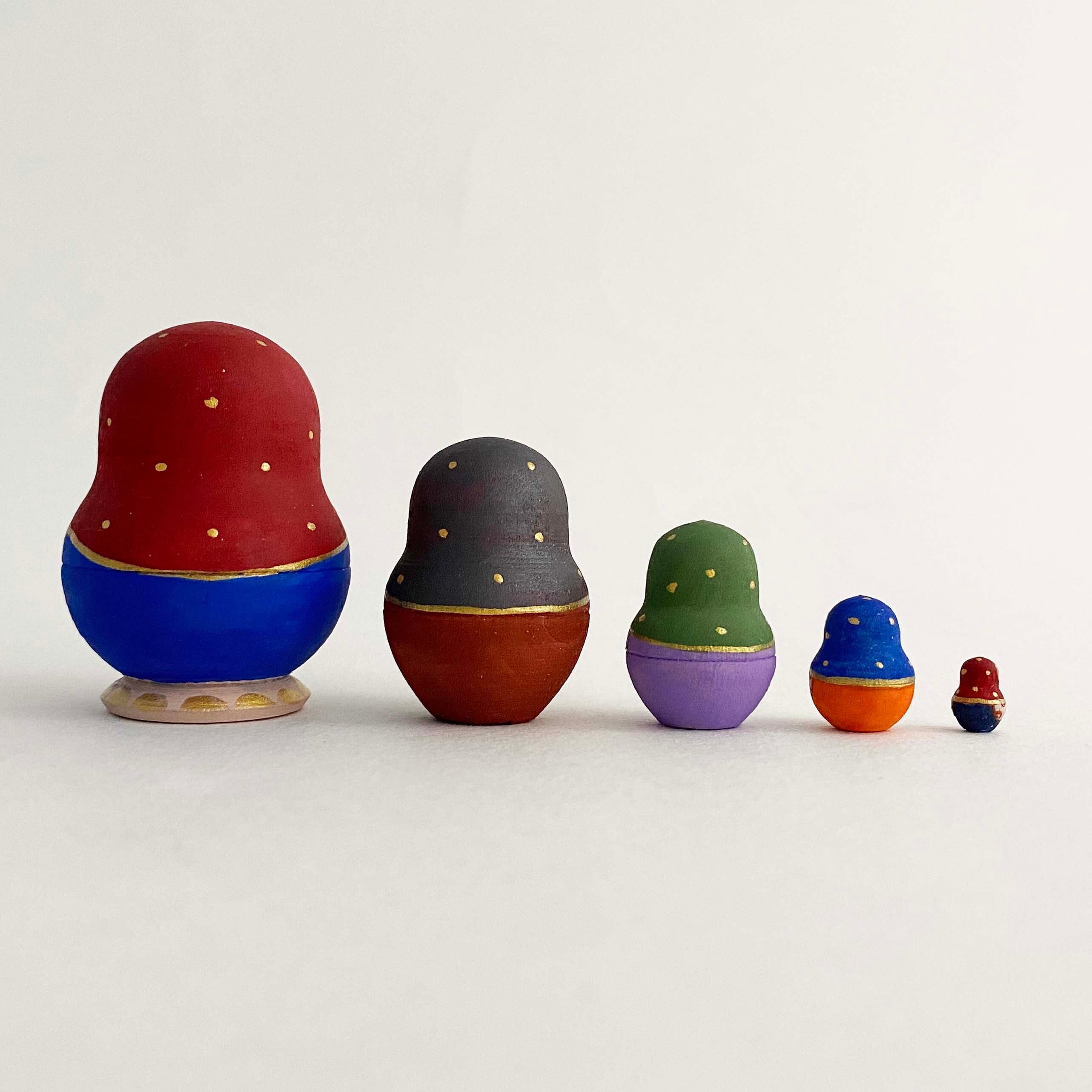 エカテリーナさんのマトリョーシカ（青い服 / 5個組）