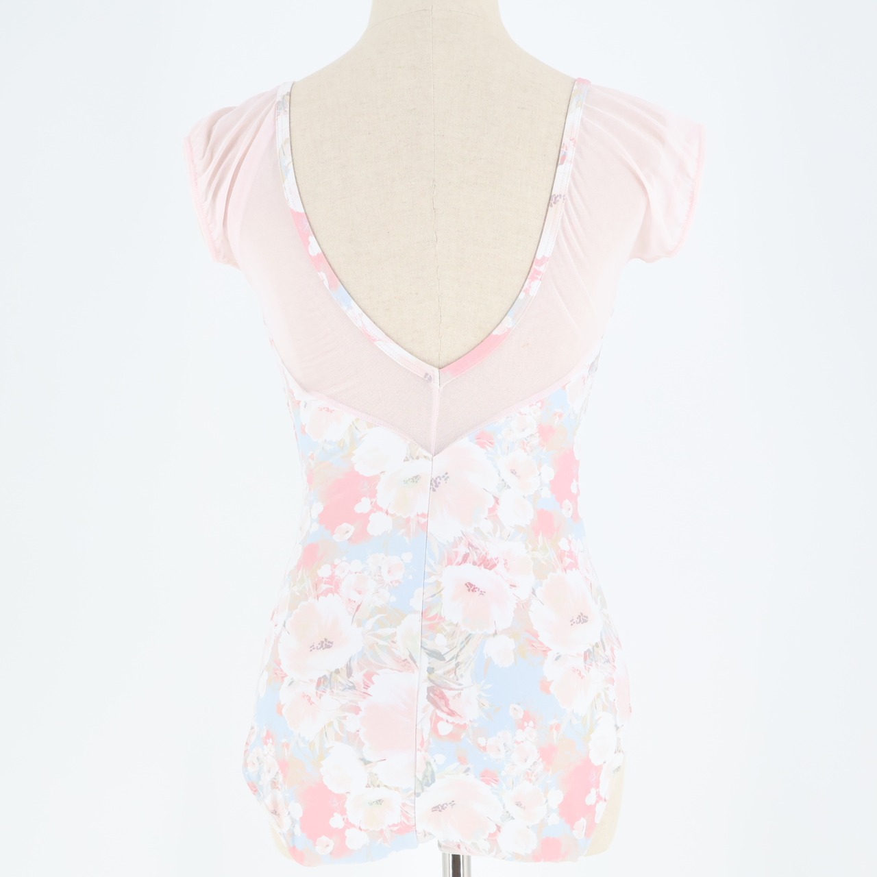 【美品 バレエ衣装】ピンク Chacott チャコット レオタード 花柄 水色 グレー 半袖 レース レッスン 練習着 かわいい ダンス