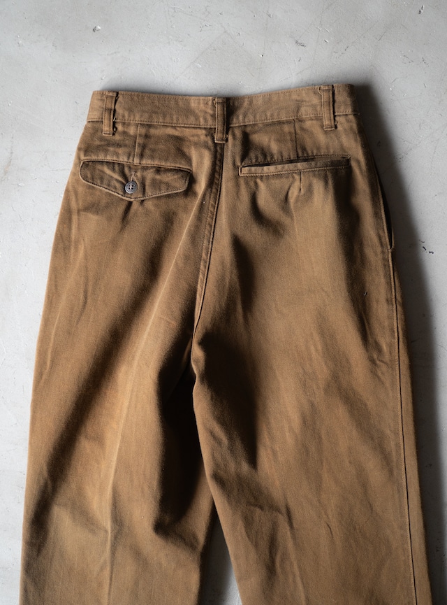unknown 1990s Brown twill shadow stripe trousers