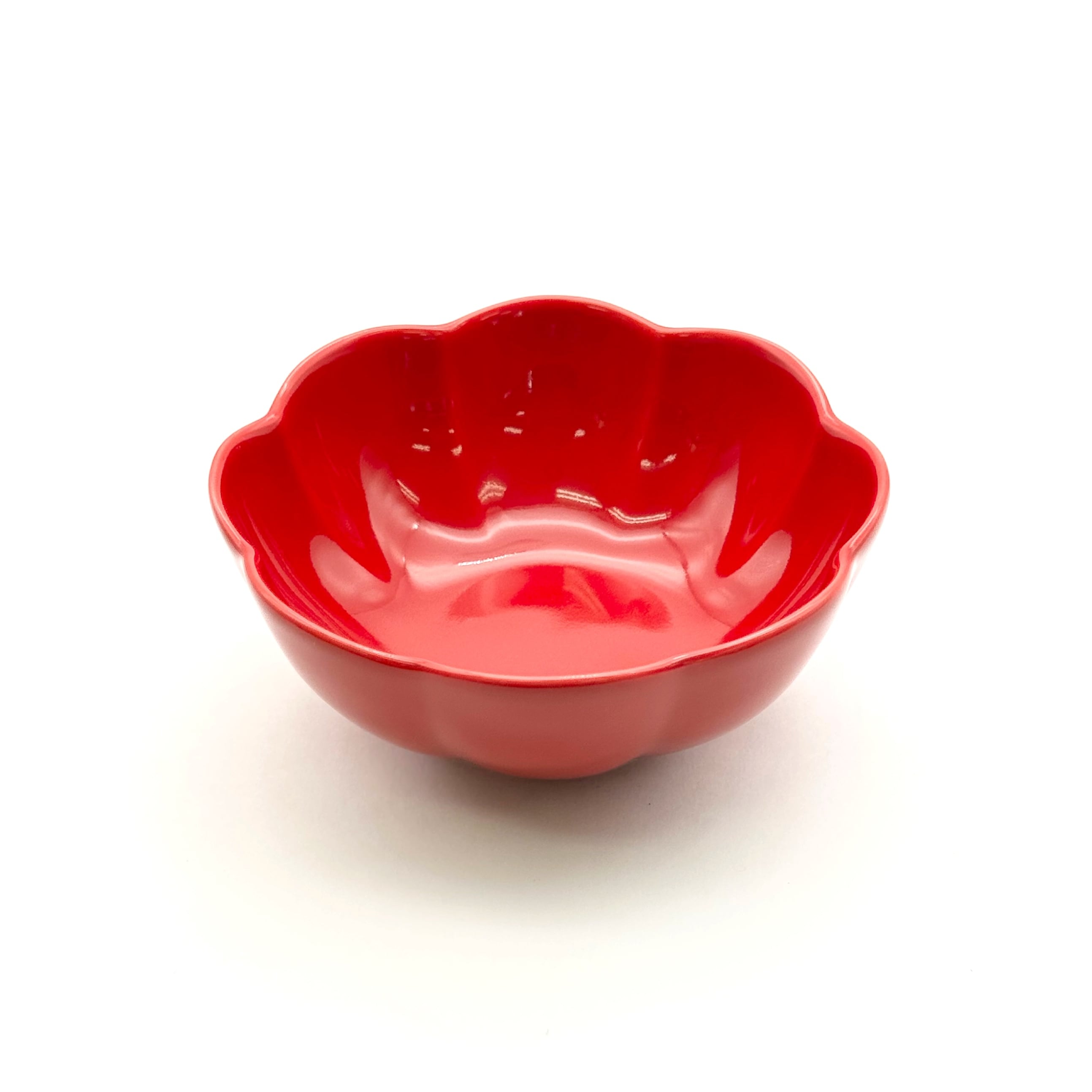 赤い花柄 波型皿 陶磁器製 赤い花柄のプレートE - L'atelier Brocante / ラトリエブロカント