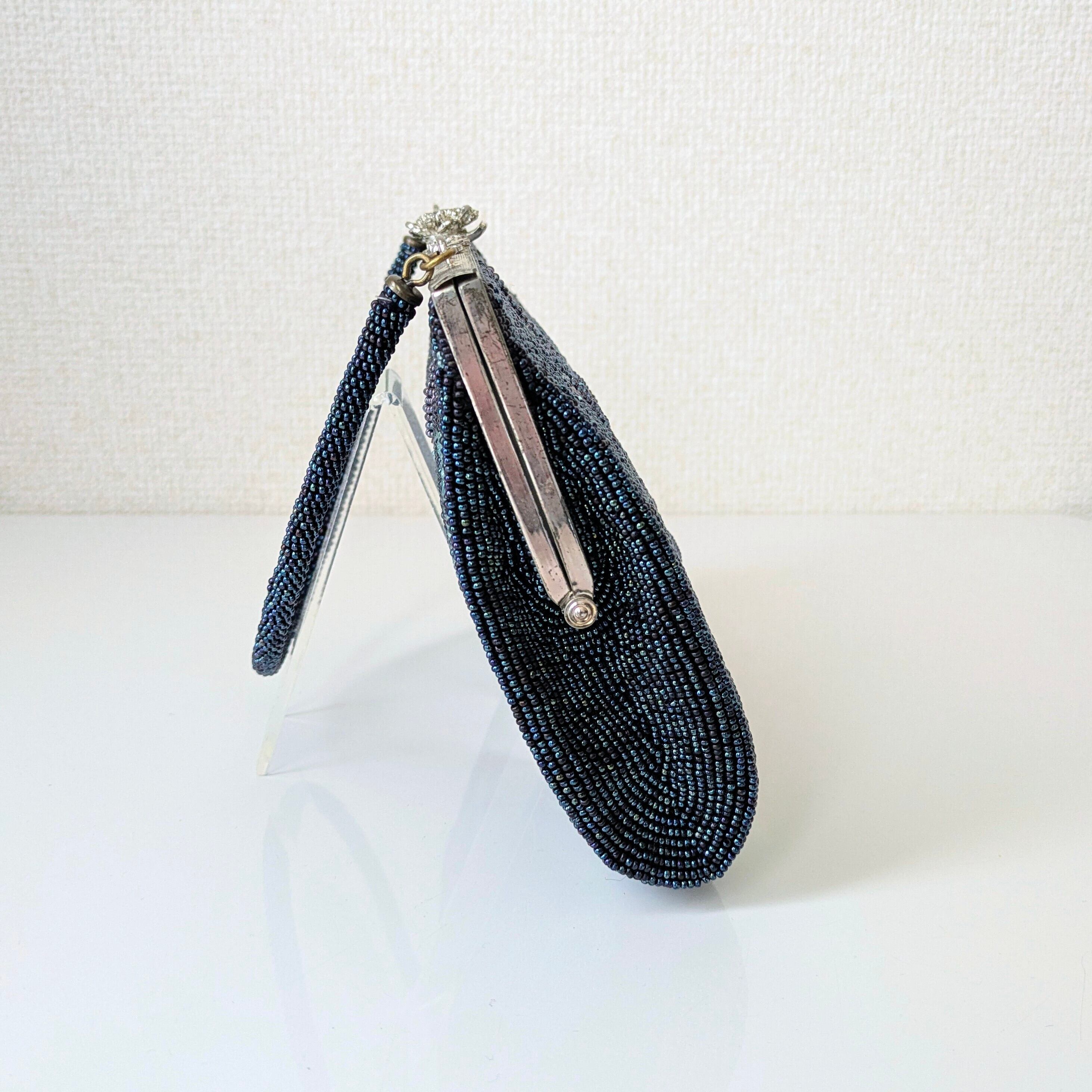Vintage】ビーズ刺繍バッグ プリンセスTOKYO 青 紫 唐草文様