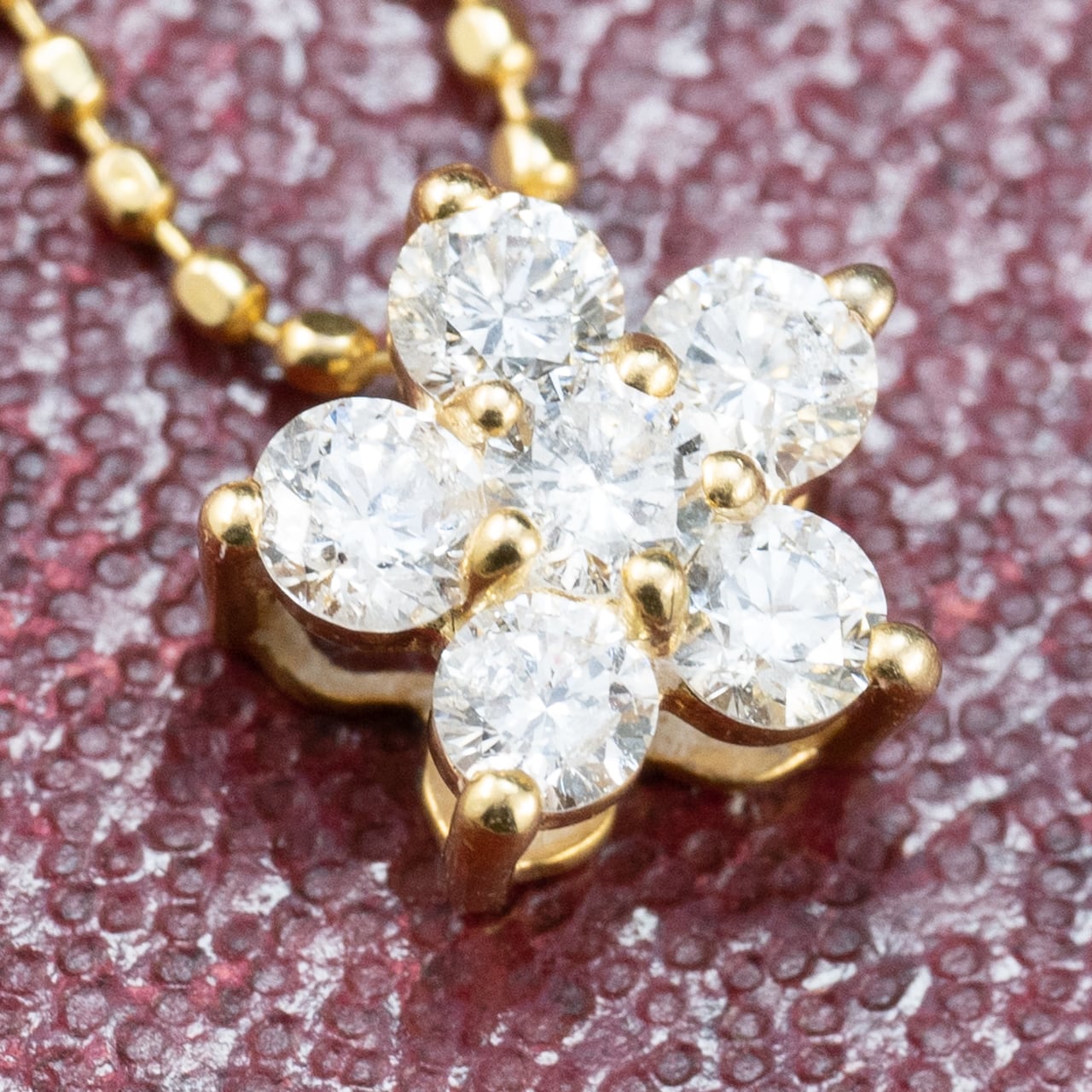 K18 ヴィンテージ ゴールド ジュエリー ダイヤモンド 0.26ct 花