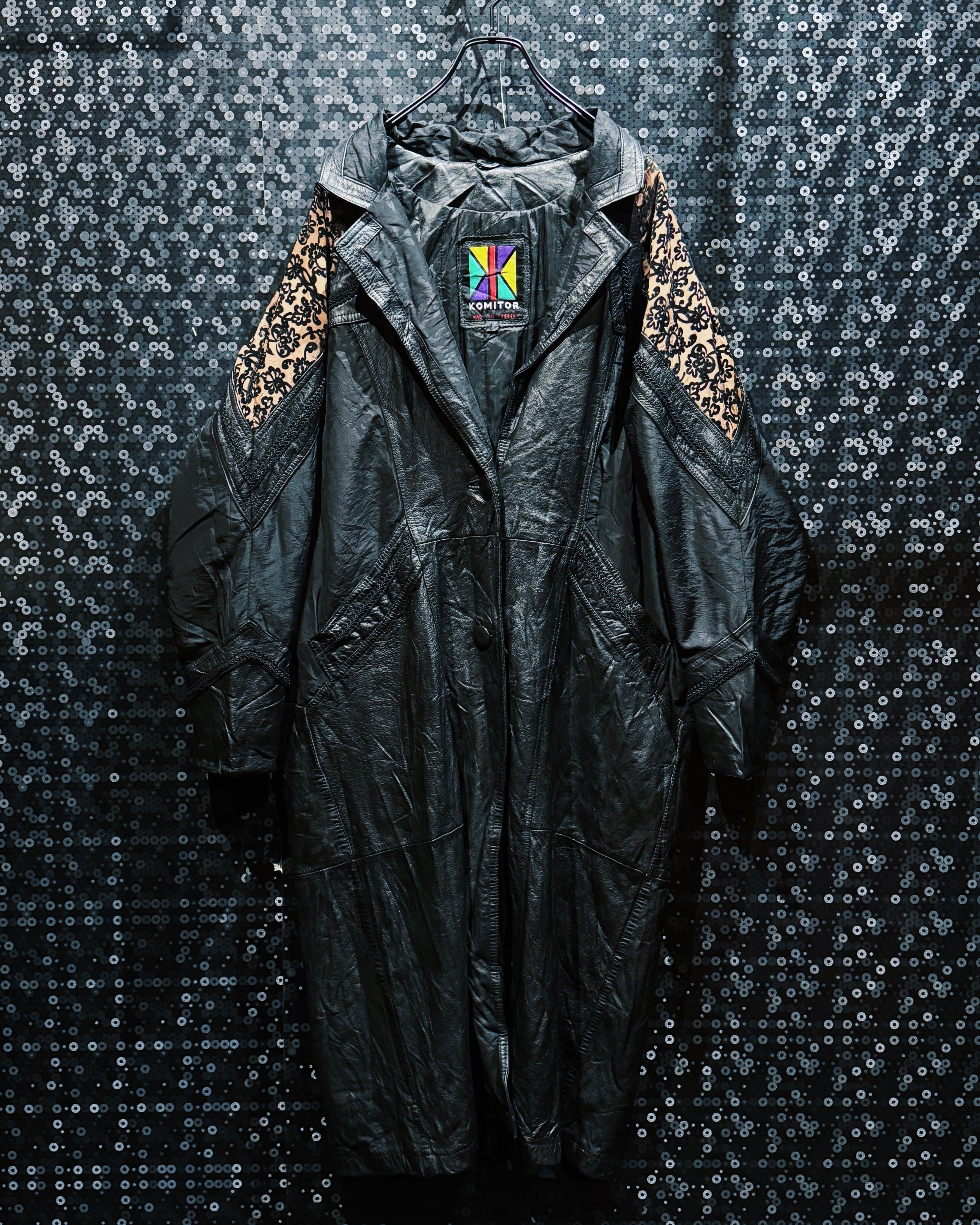 【ÆIEM】vintage “KOMITOR” lace-switching leather long coat