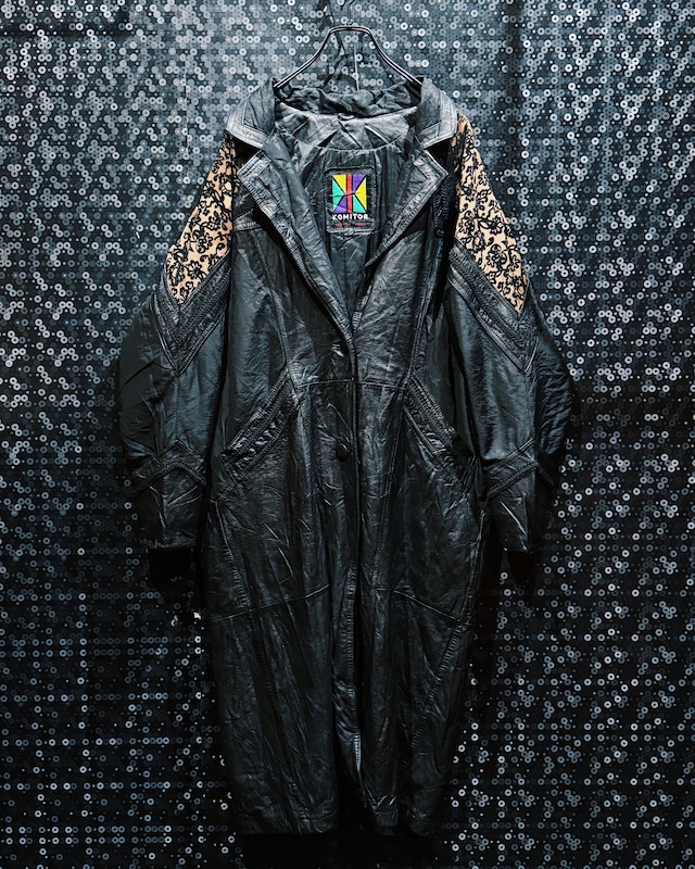 【ÆIEM】vintage “KOMITOR” lace-switching leather long coat 【ÆIEM】vintage “KOMITOR” lace-switching leather long coat